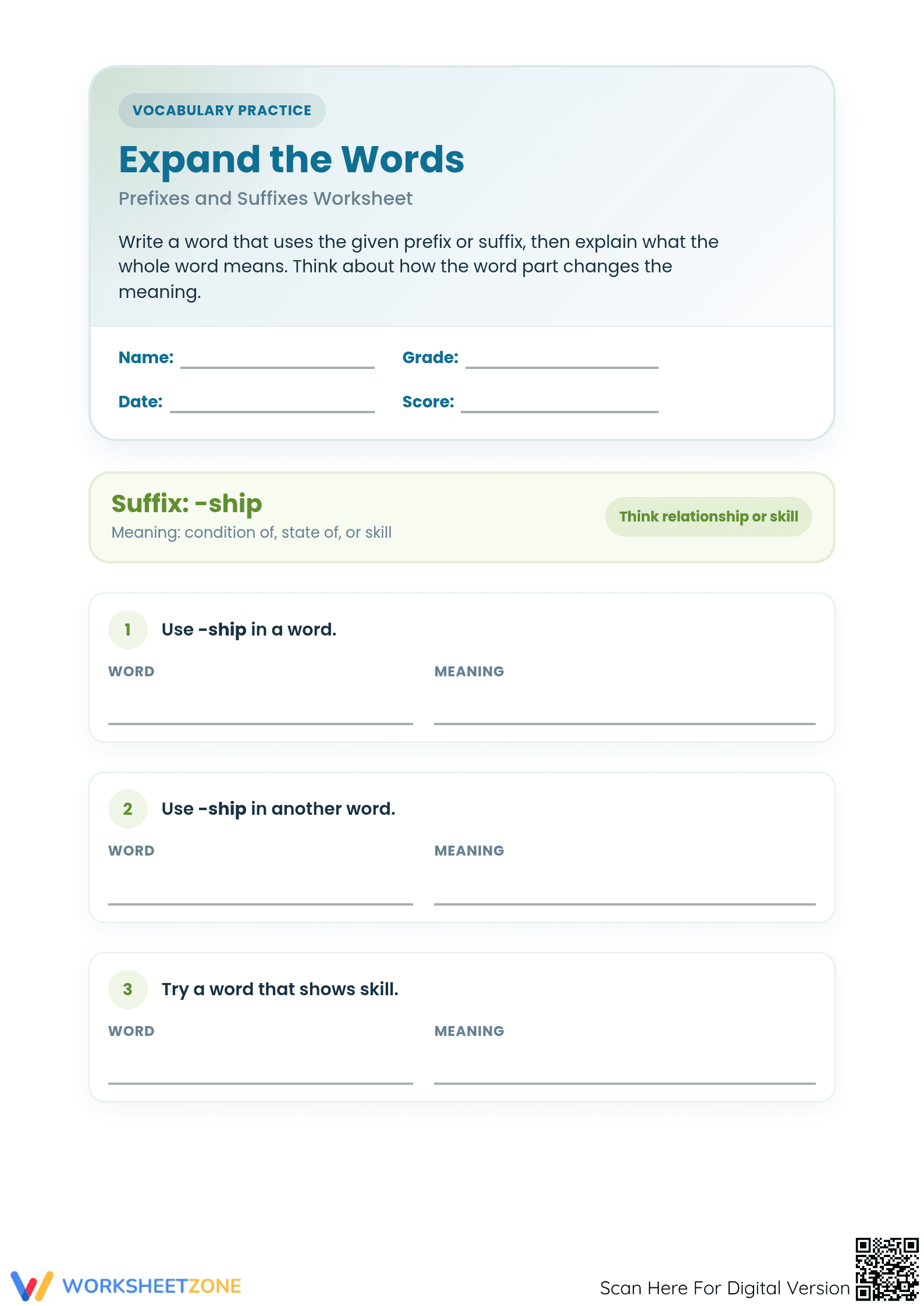 Essential Prefixes and Suffixes Worksheet | Grades 3-5 - Page 1