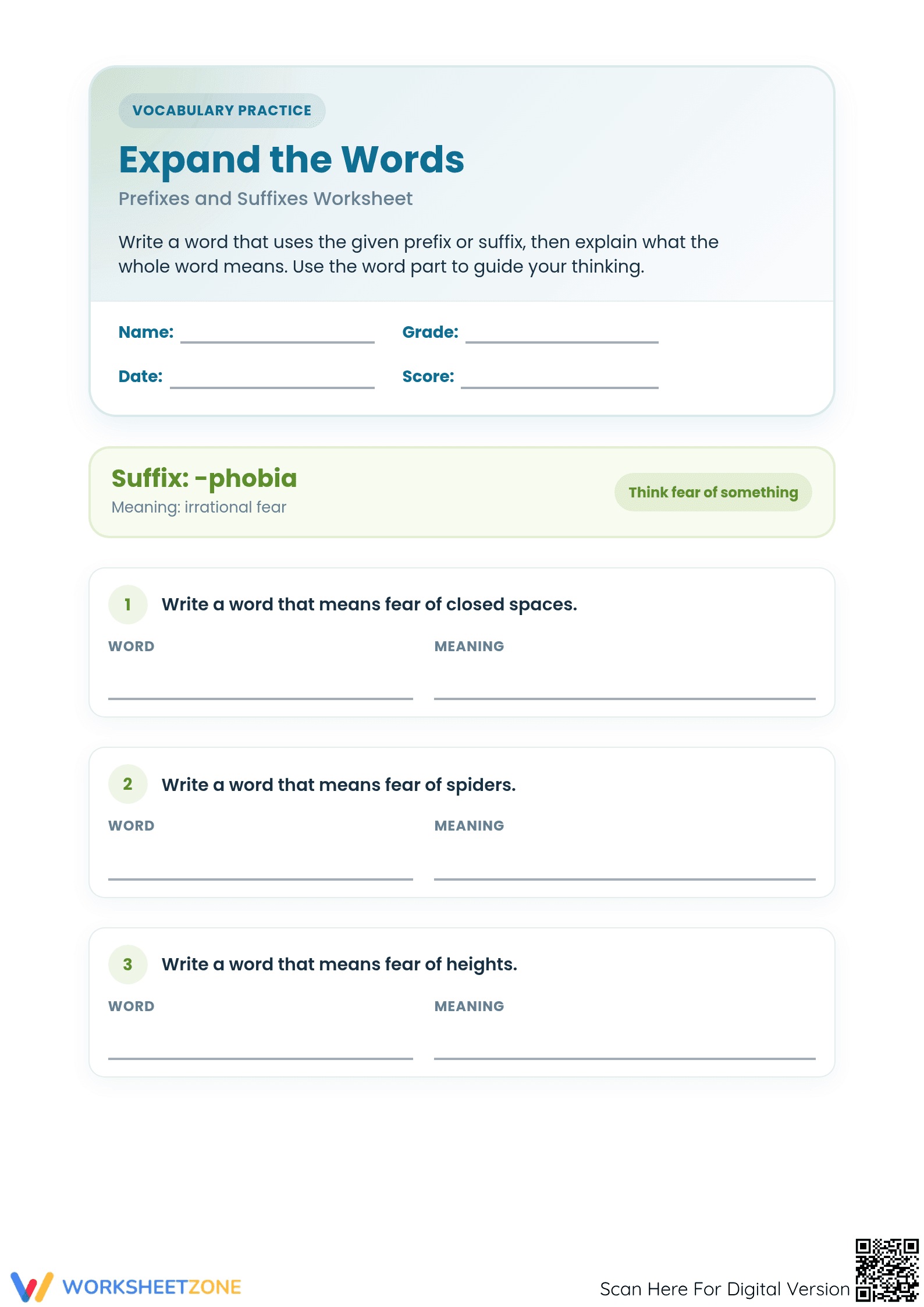Prefixes and Suffixes Worksheet: Printable Grade 4 Ready - Page 1