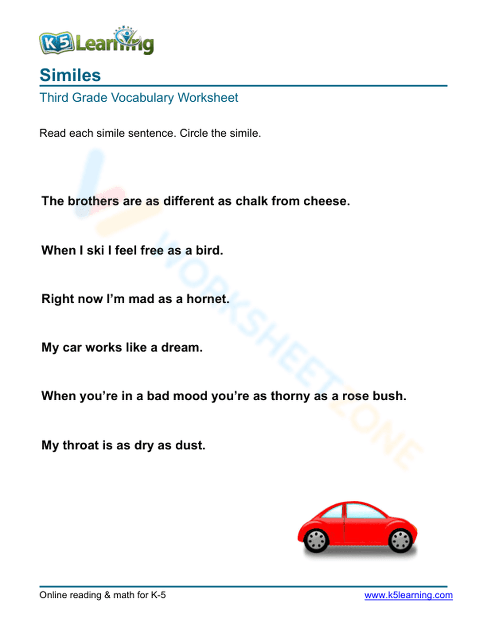 Complete the similes 5 - Page 1