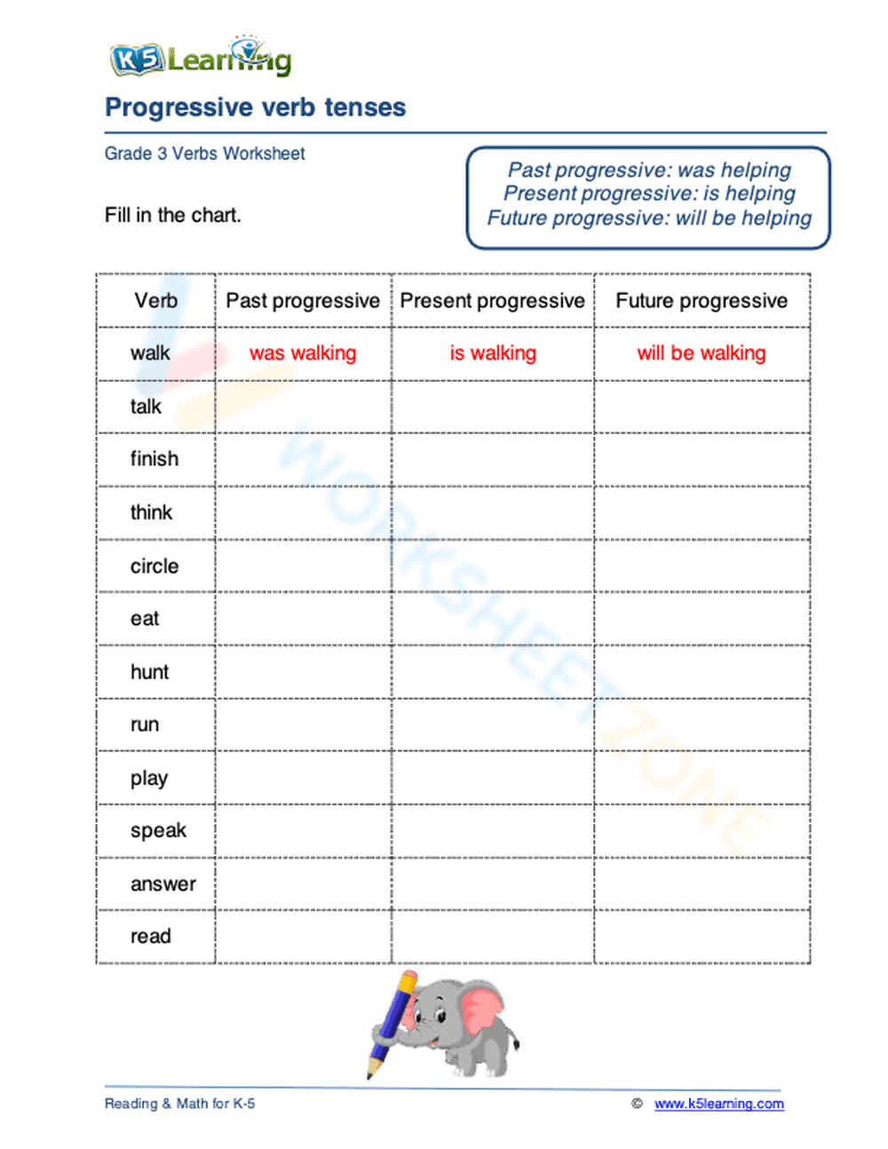 Progressive verb tenses 1 - Page 1