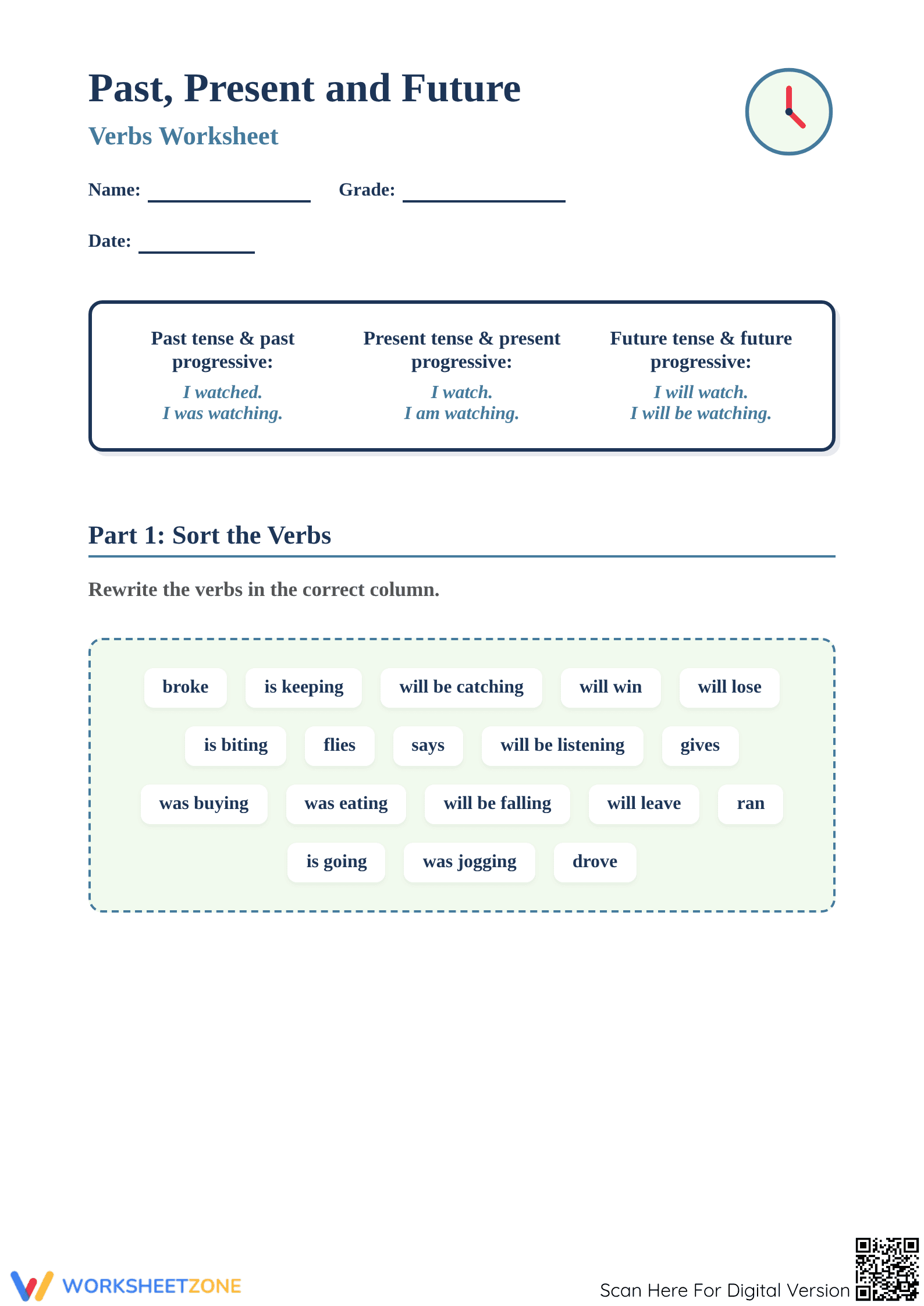 Grade 3 Verb Tenses Worksheet | Essential Printable - Page 1