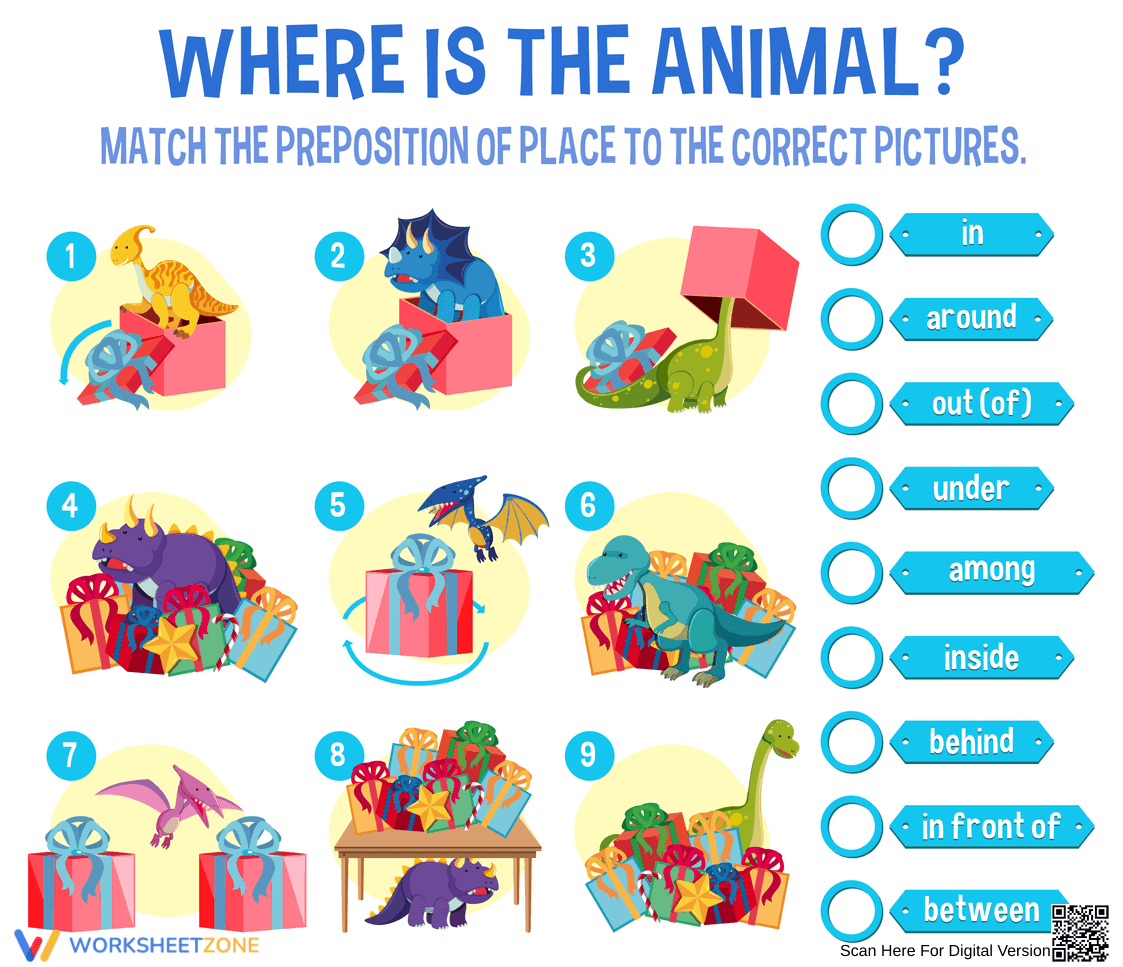 Prepositions of Place Printable | Preschool ELA Worksheet - Page 1