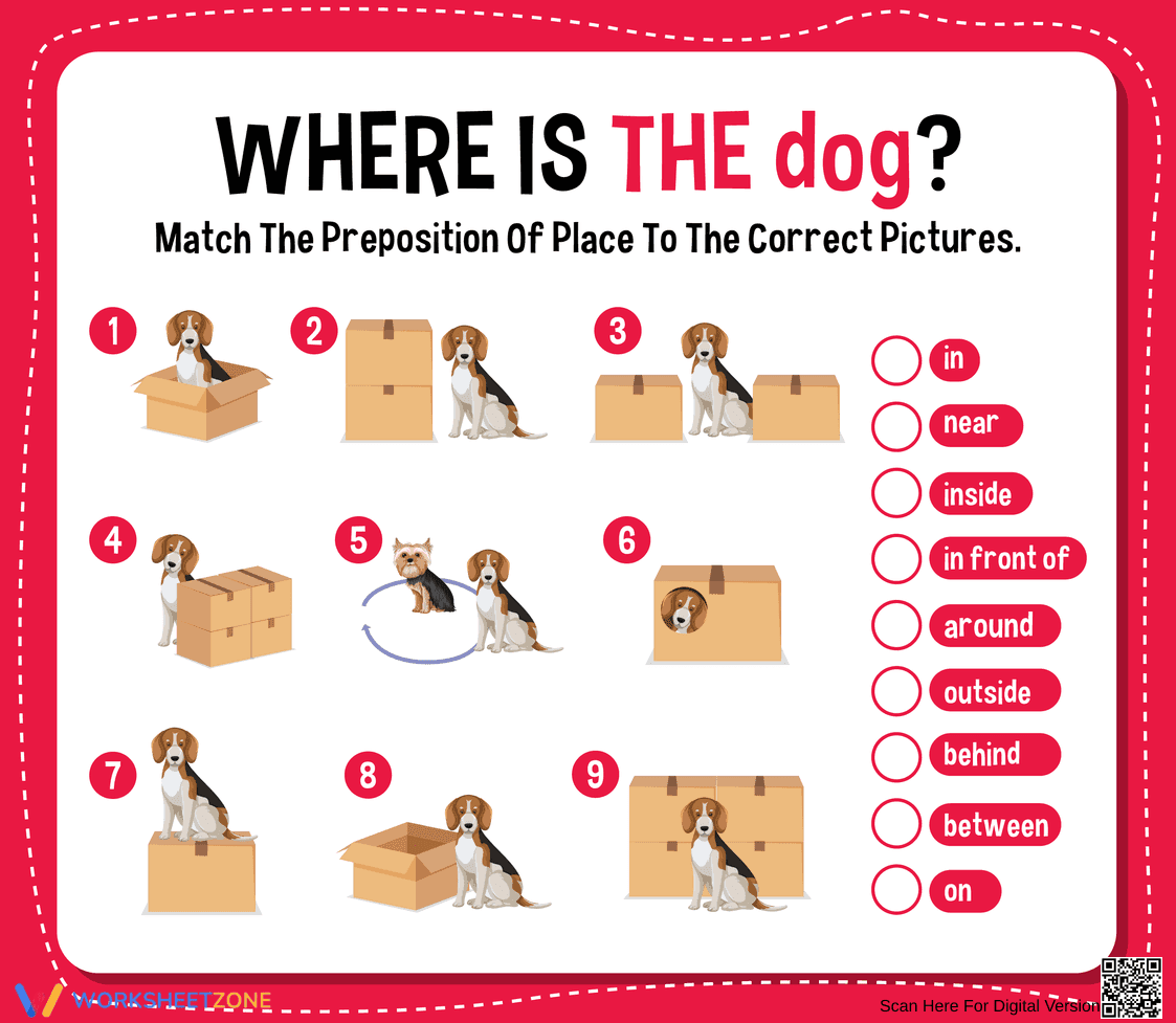 Pre-K Prepositions — Printable No-Prep Worksheet - Page 1