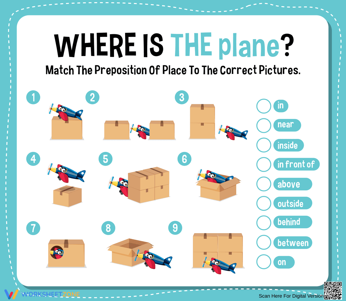 Printable Prepositions Worksheet | Preschool ELA - Page 1