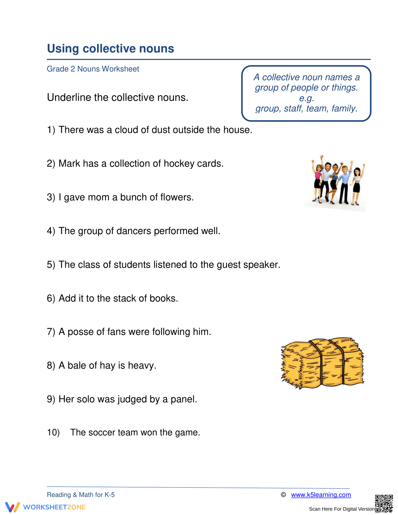 Printable Collective Nouns Worksheet | Grade 2 ELA - Page 1