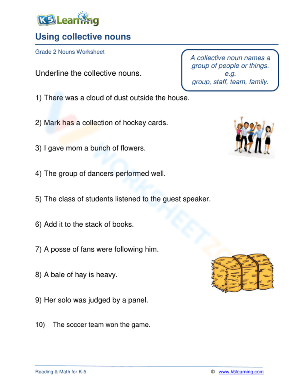 Printable Collective Nouns Worksheet | Grade 2 ELA - Page 1