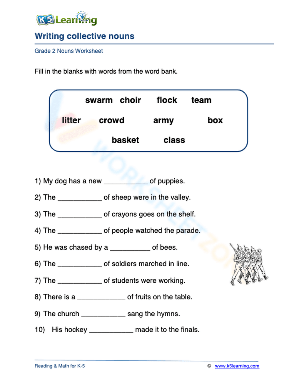 Writing collective nouns 1 - Page 1