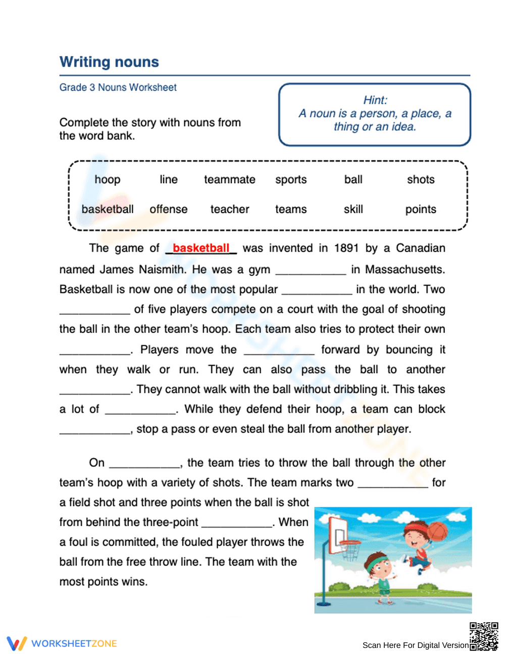 Writing Nouns Worksheet | Grade 1 Essential Practice - Page 1