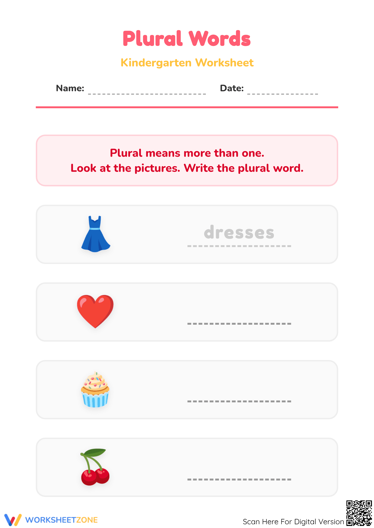 Plural Words Worksheet | Grade K-1 Essential Practice - Page 1