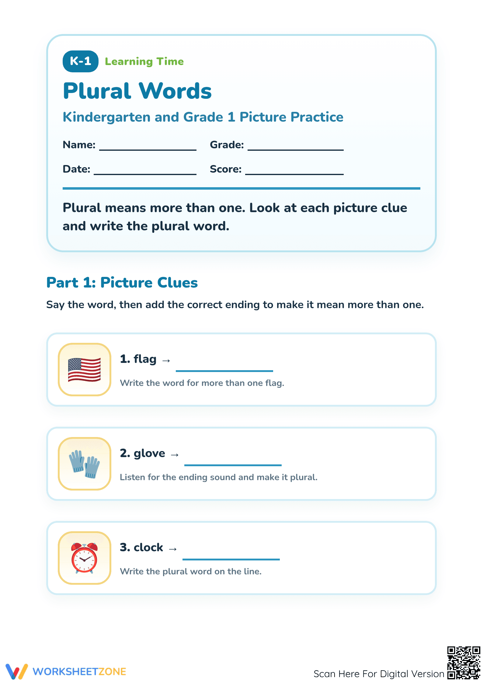 Plural Nouns Worksheet | Grade 1 Essential Practice - Page 1