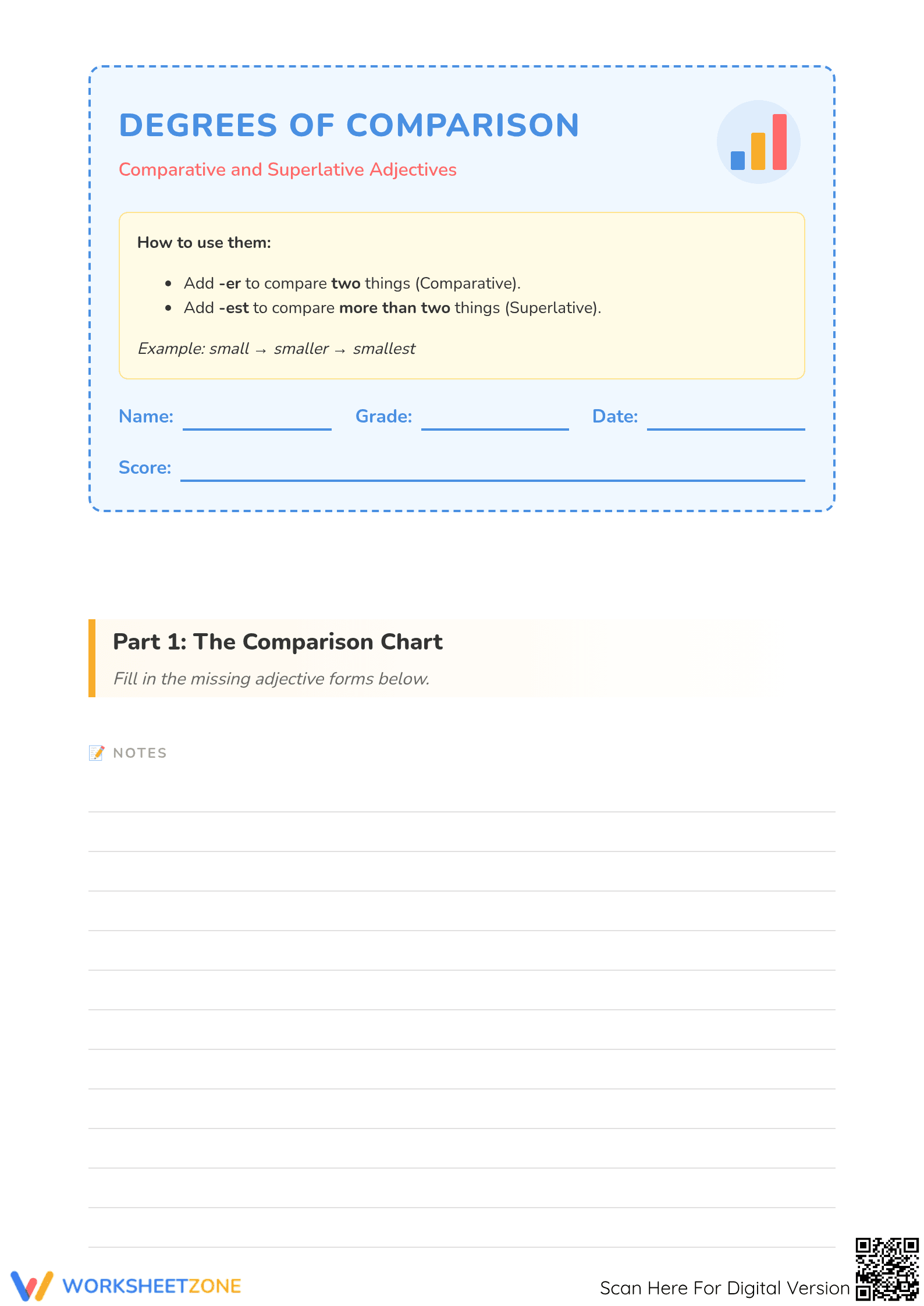 Comparative Adjectives Worksheet | Grade 2 Essential - Page 1