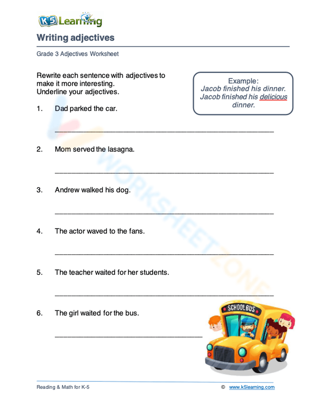 Writing adjectives 7 - Page 1