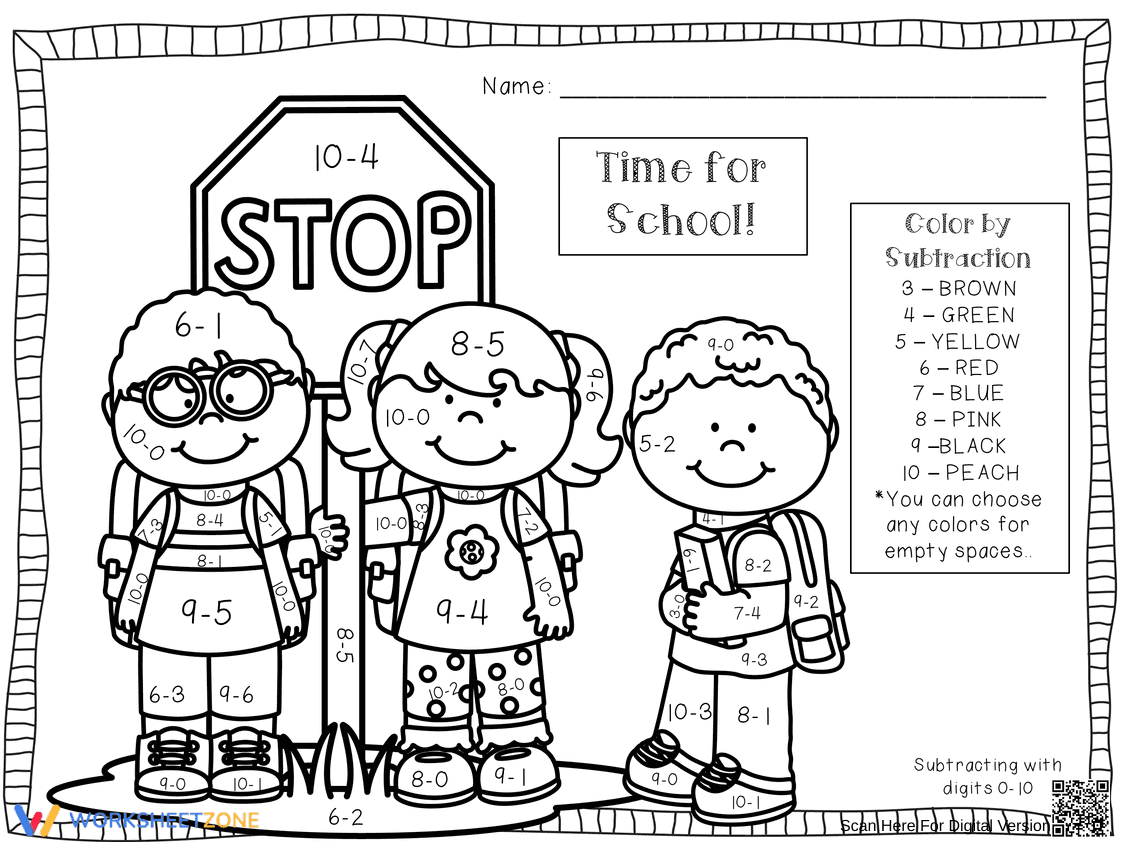 Subtraction within 10 Worksheet | Grade 1 Essential - Page 1
