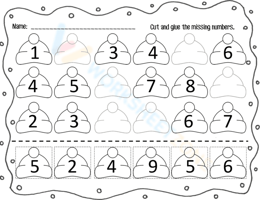 Number Sequencing Practice with Missing Numbers - Page 1