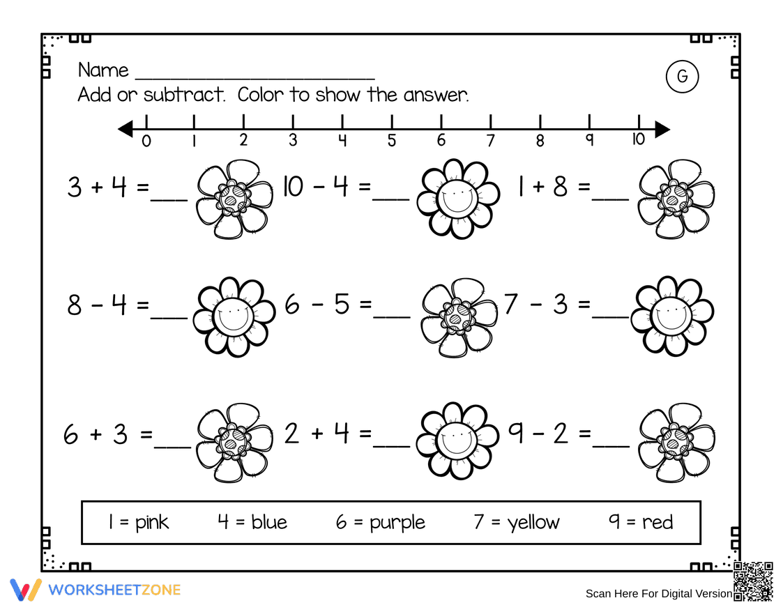 Color to Show the Answer: Math Practice - Page 1