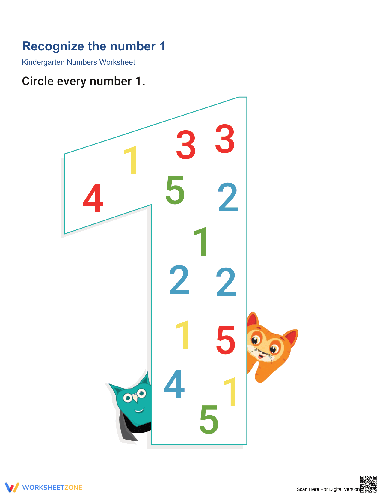 Recognizing Number 1: Early Math Skills - Page 1