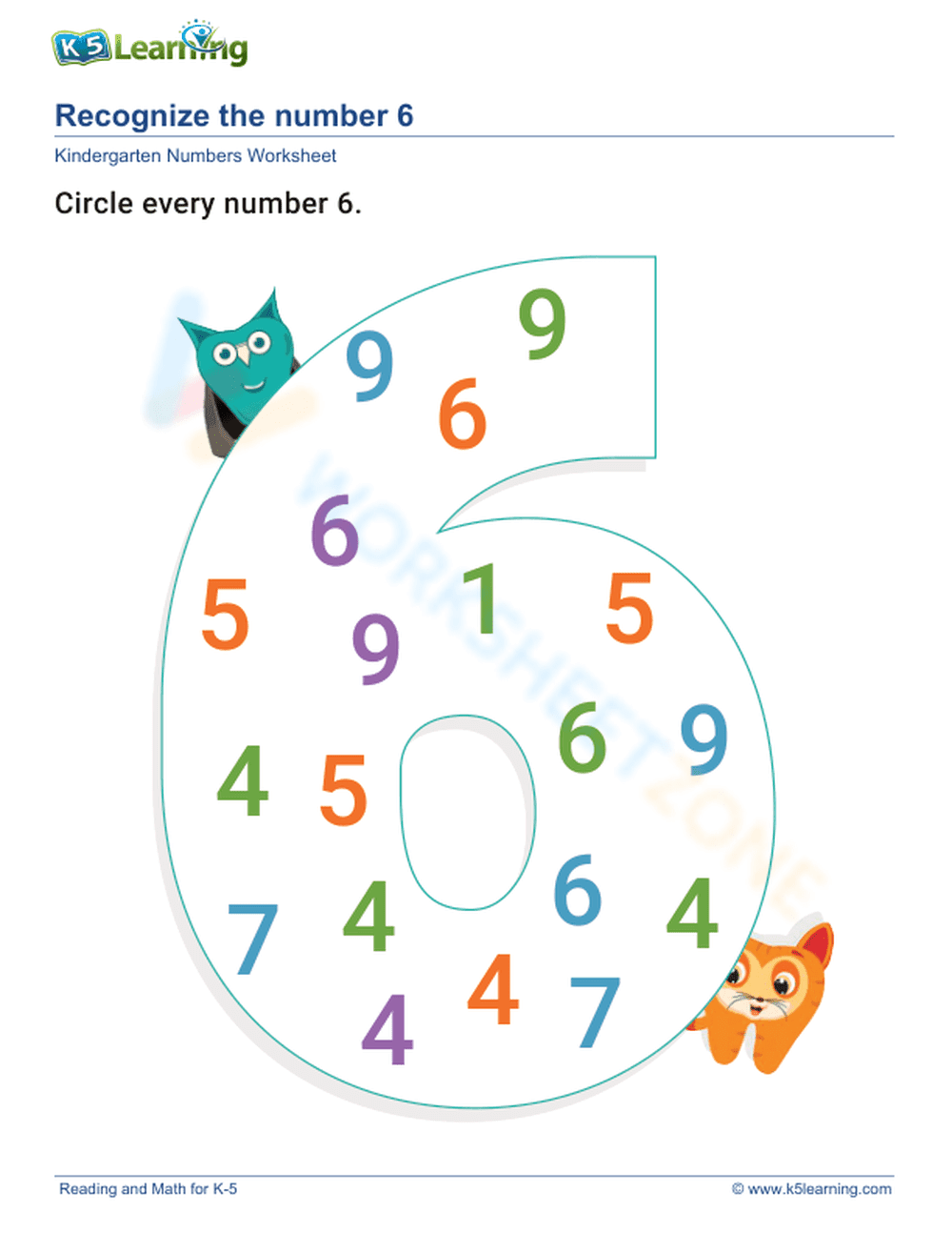 Recognizing Number 6: Math Foundation - Page 1