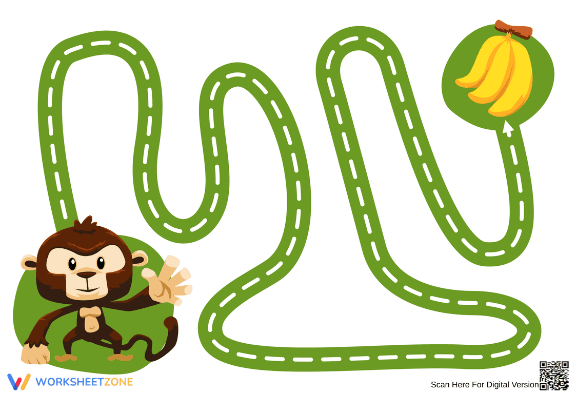 Help Monkey Find Banana: Dot Tracing Fun! - Page 1