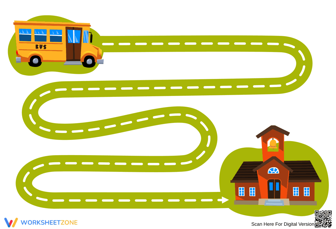 Bus to School Matching Worksheet - Page 1