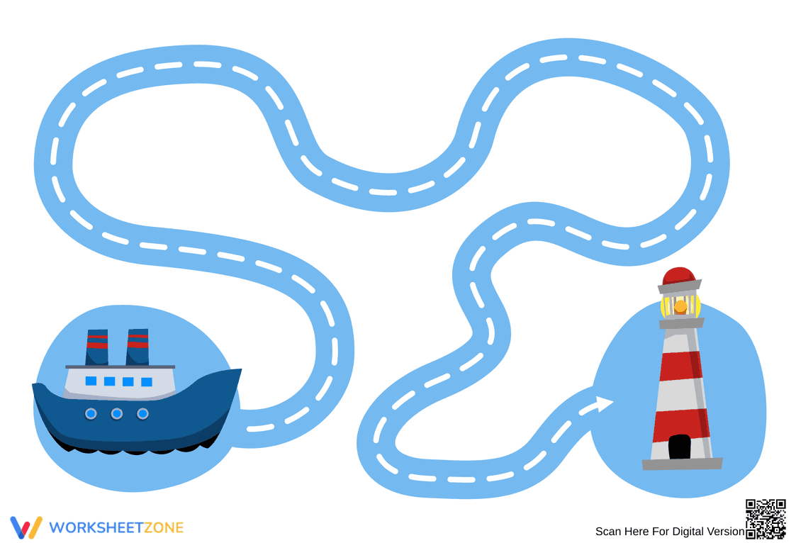 Ship to Lighthouse Matching Activity Worksheet - Page 1