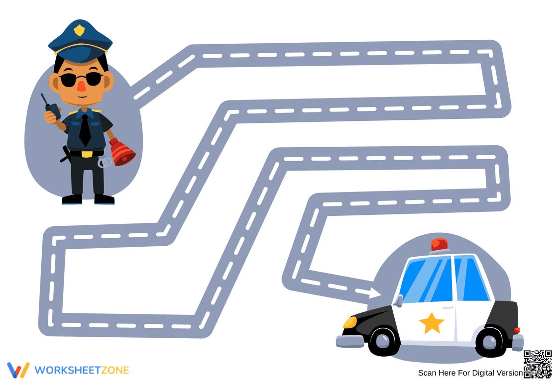 Police to Police Car Matching Worksheet Activity - Page 1