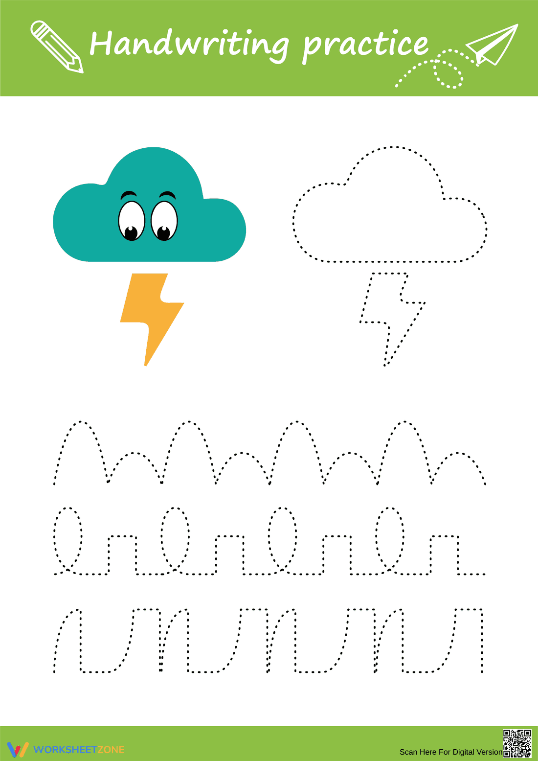 Cloud Tracing Dots Worksheet - Page 1