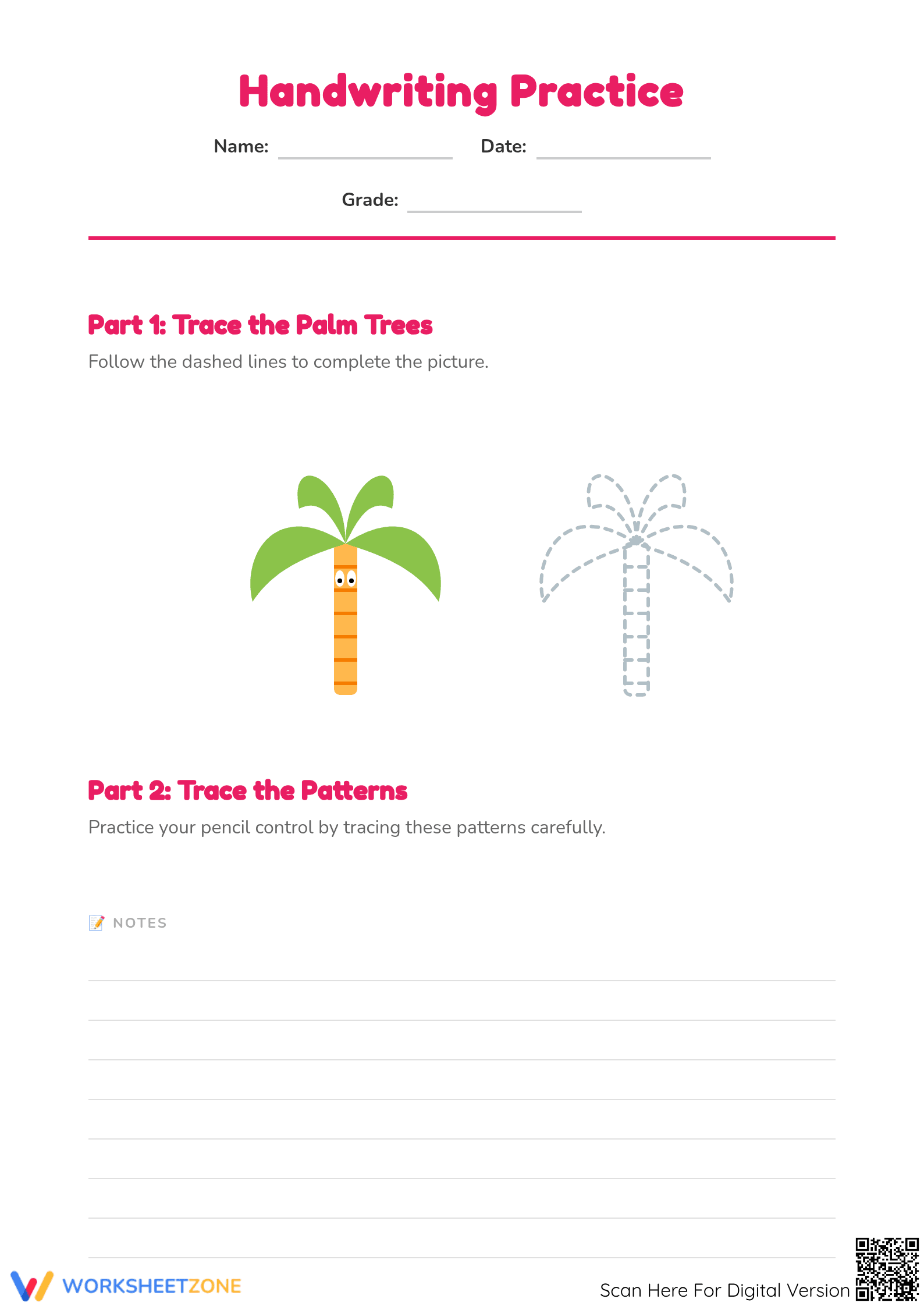 Printable Pattern Tracing Worksheet: K Handwriting - Page 1