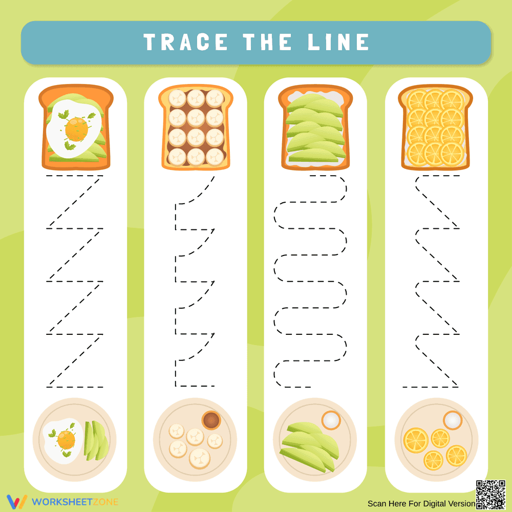 Trace the Line Worksheets for Preschoolers - Page 1