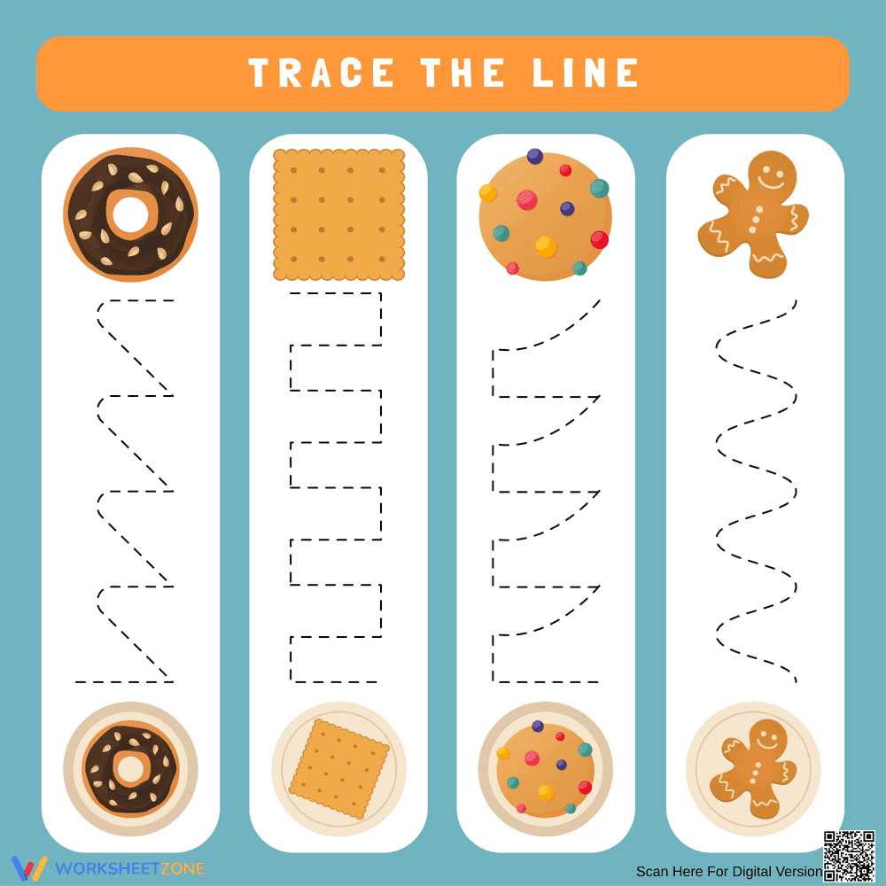 Cookie Crumb Trail: Sweet Line-Tracing Worksheets - Page 1