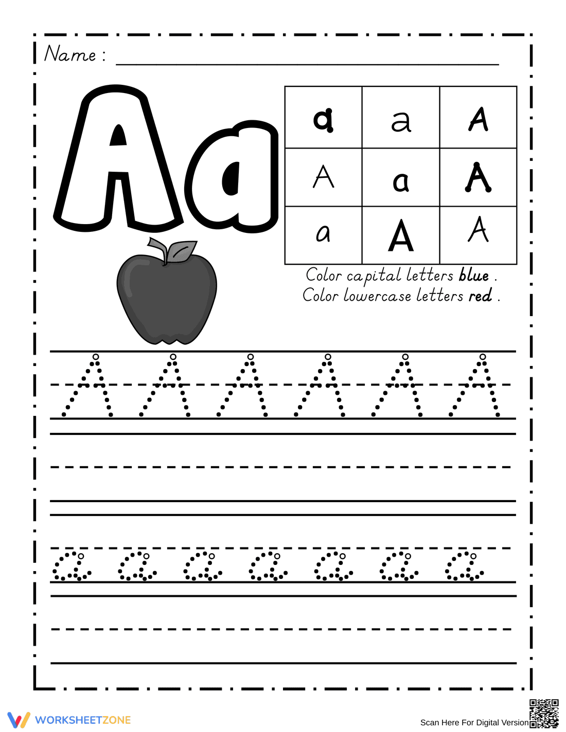 Dealian Handwriting: Letter Aa Practice Worksheet - Page 1
