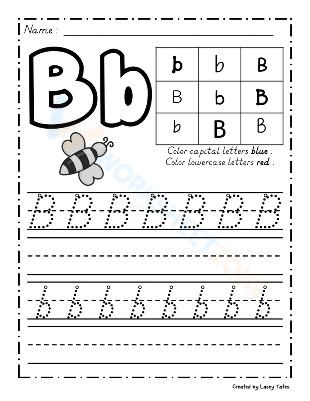 Letter B Tracing Worksheet | Grade K Printable - Page 1