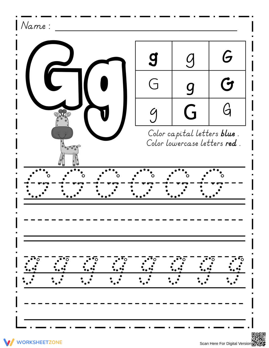 Dealian Handwriting: Letter Gg Practice Guide - Page 1