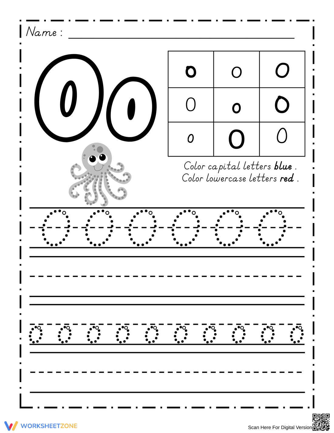 O Handwriting Practice Worksheet - Page 1