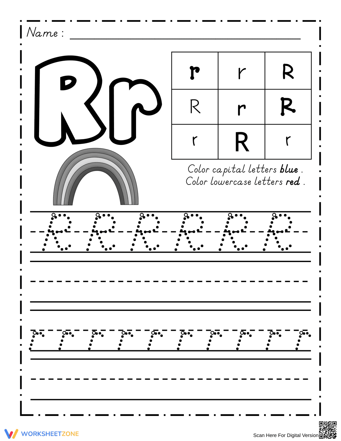 Printable Letter R Tracing Worksheet | Kindergarten ELA - Page 1