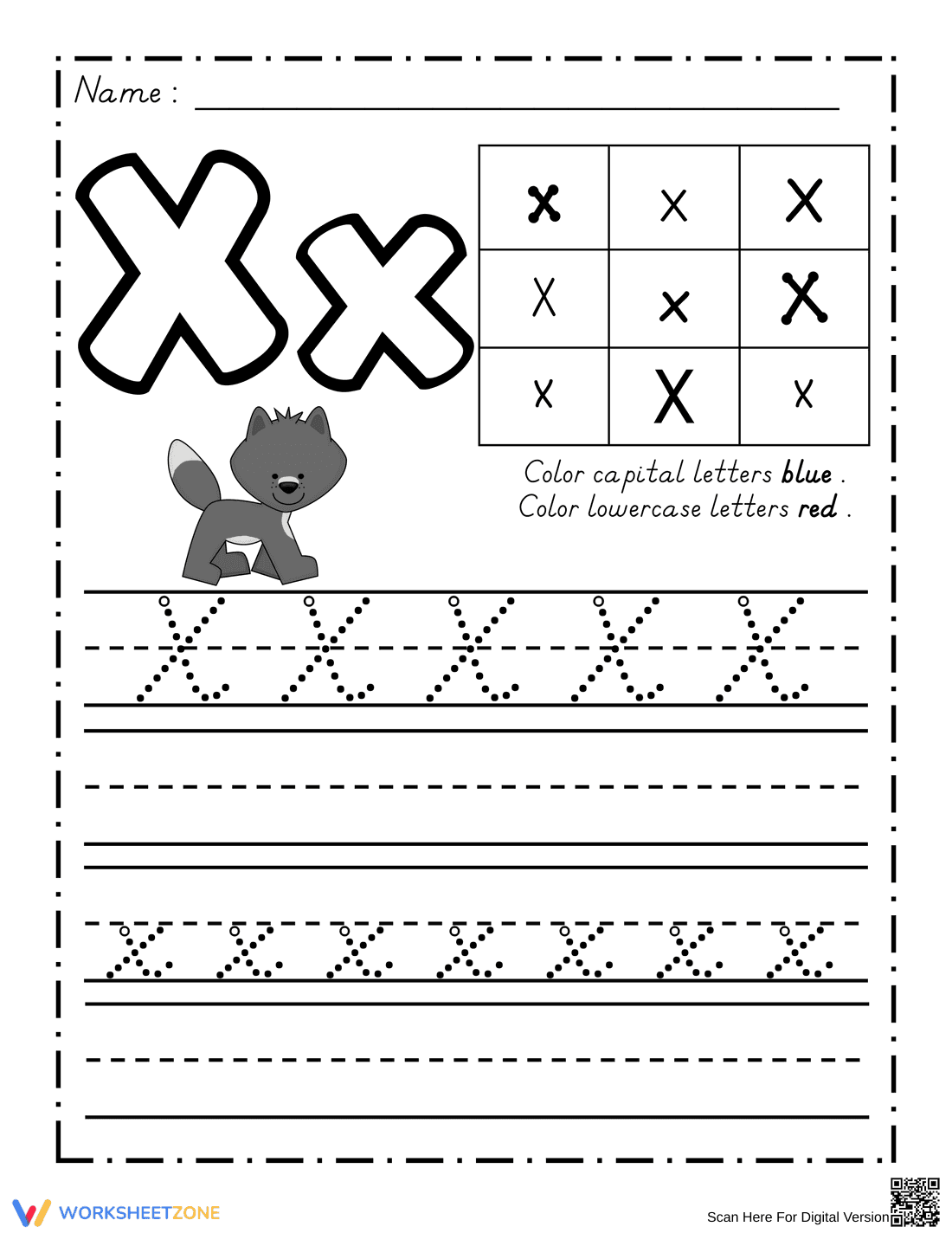 Letter X Tracing Worksheet | Essential Kindergarten English - Page 1