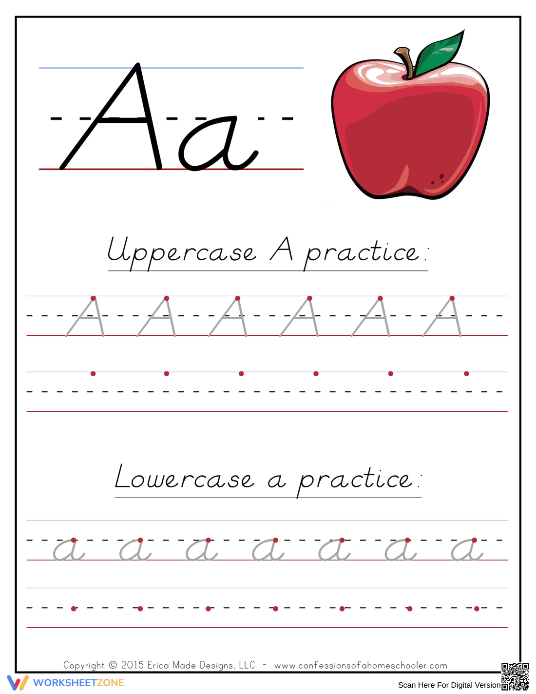 Letter A Tracing Practice | Printable Kindergarten Worksheet - Page 1