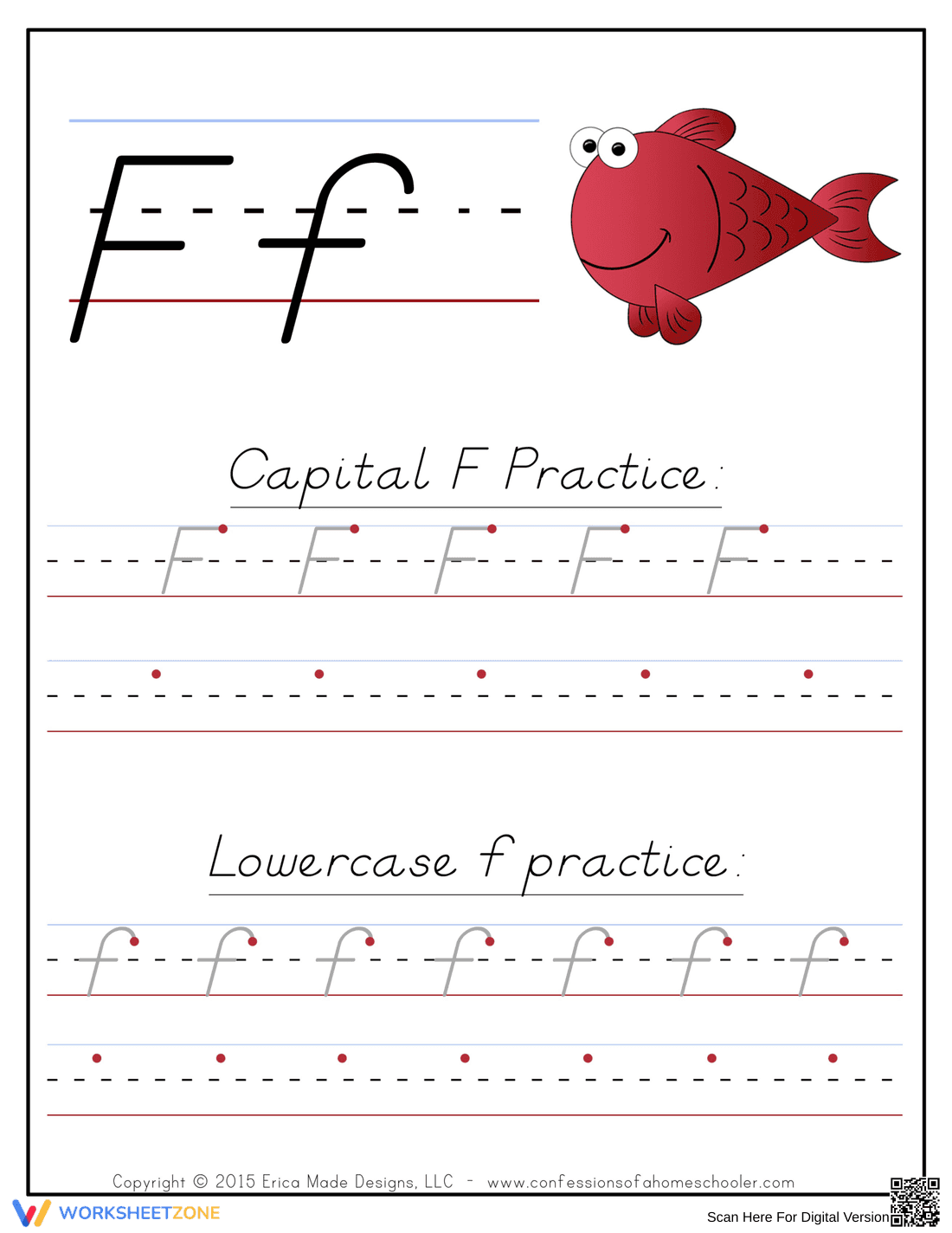 D'nealian Letter Ff Tracing | Essential Grade 1 Worksheet - Page 1
