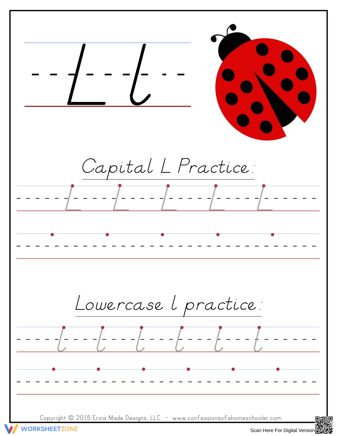L Handwriting Practice Worksheet - Page 1