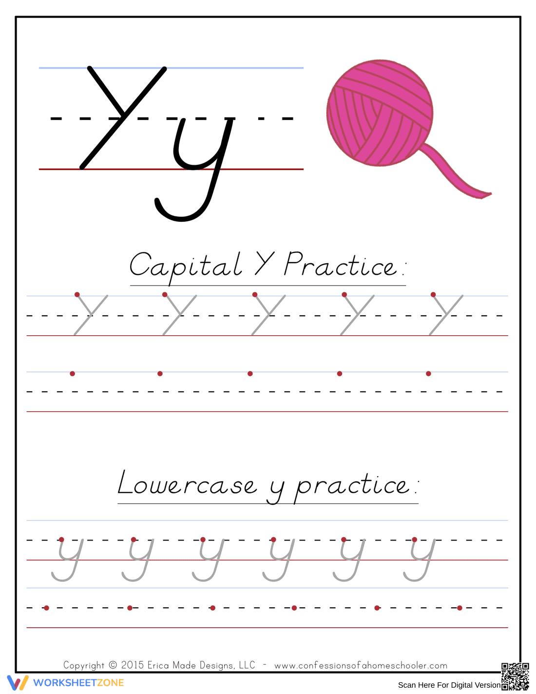 Letter Yy Handwriting Worksheet - Page 1