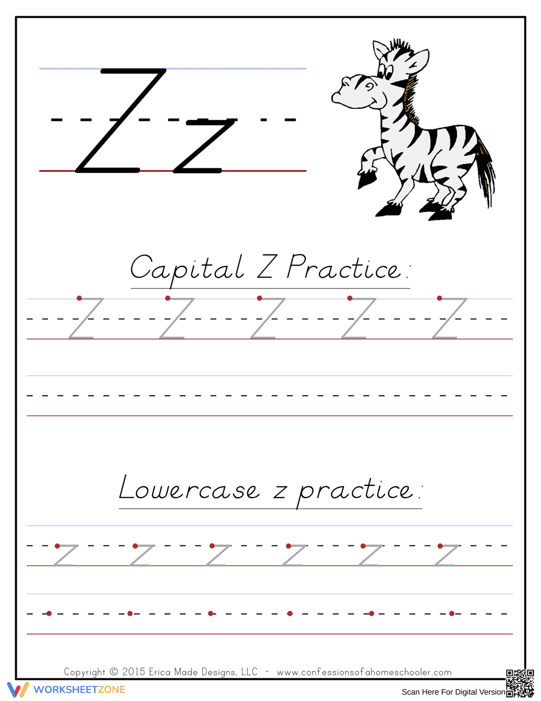 Z Handwriting Practice Worksheet - Page 1