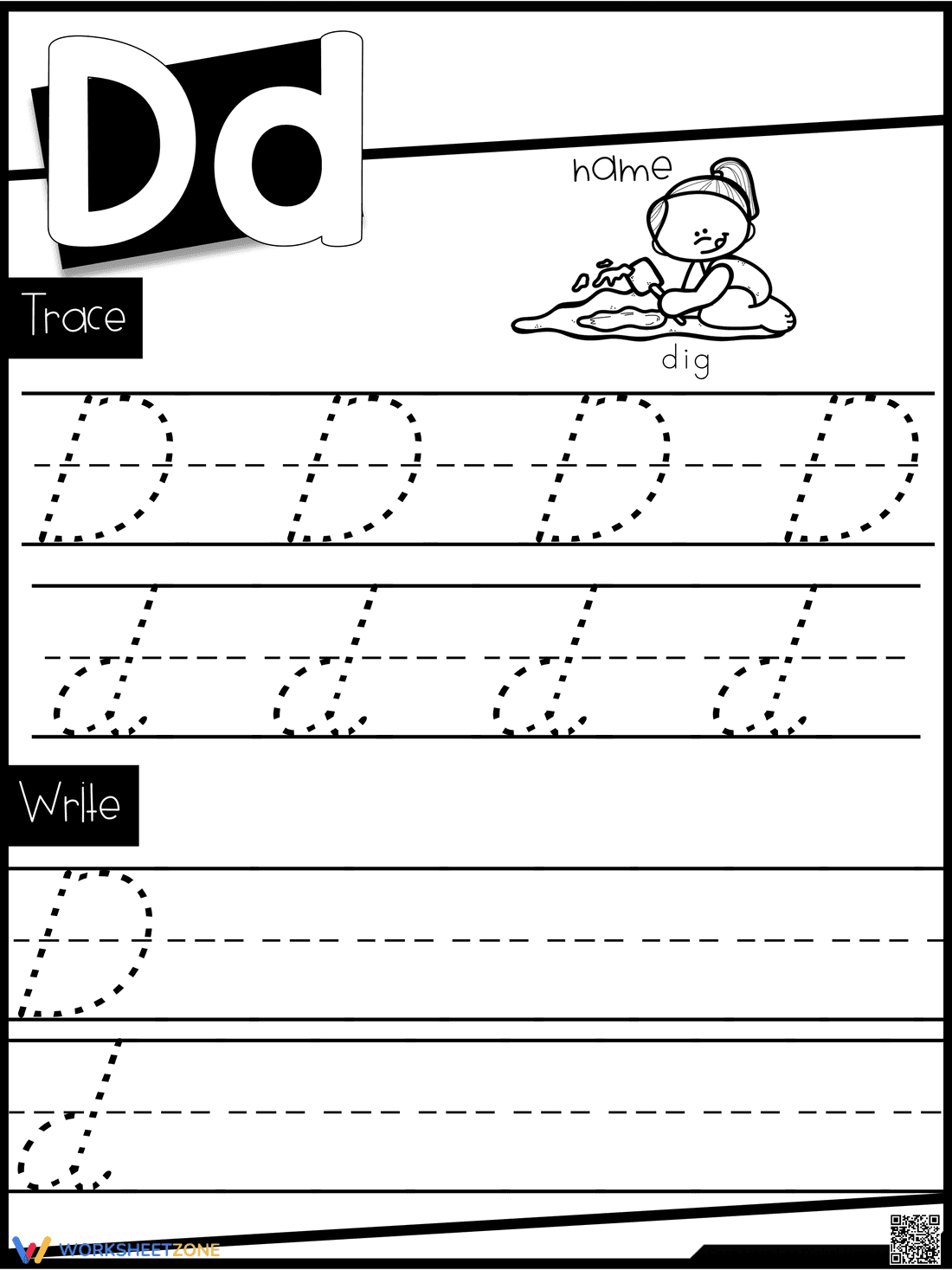 Handwriting: Letter D Practice - Page 1
