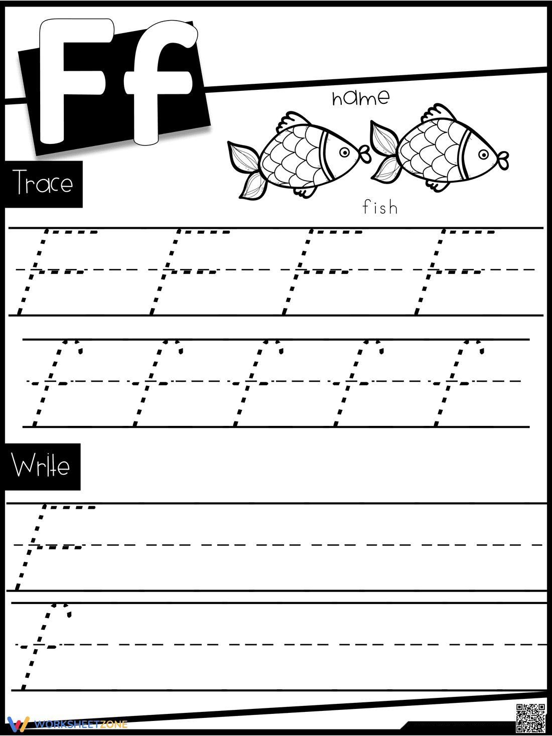 F Handwriting Practice Worksheet - Page 1
