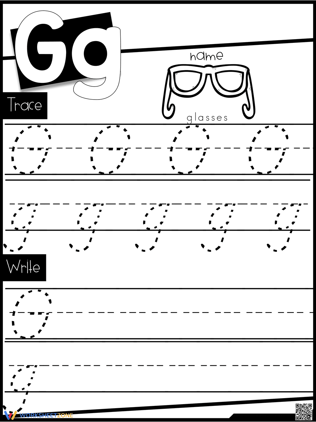 Handwriting: Letter G Worksheet - Page 1