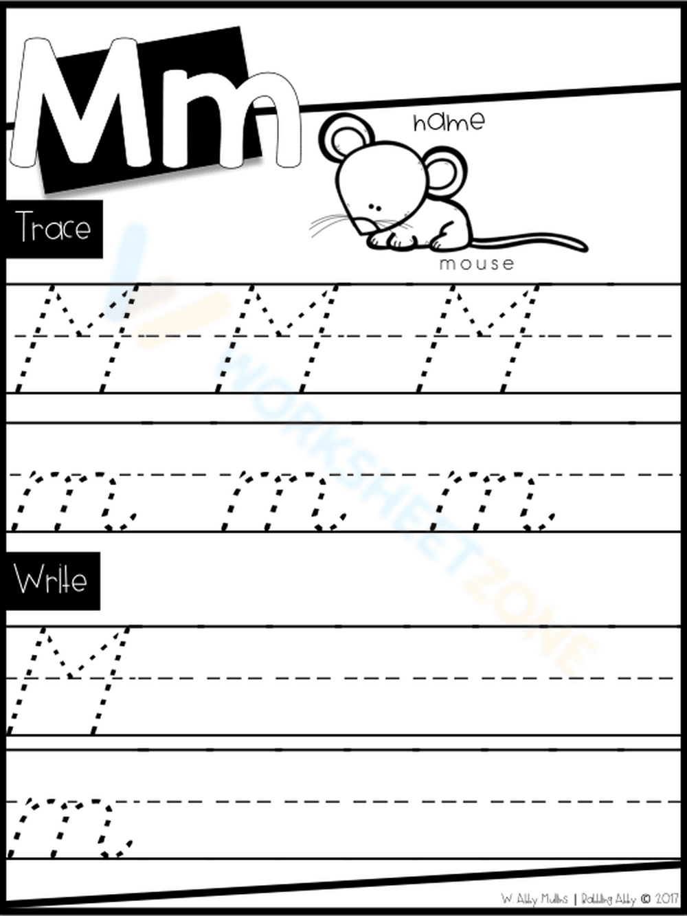 Letter M Writing Practice - Page 1