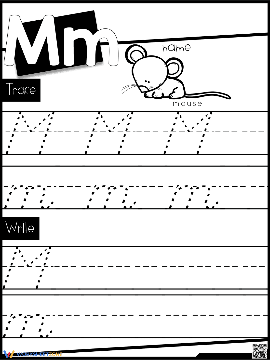 Letter M Writing Practice - Page 1