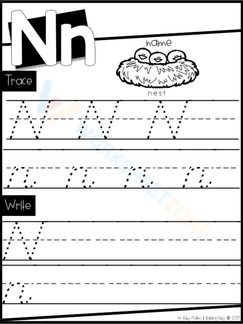 Dealian Letter N Worksheet - Page 1