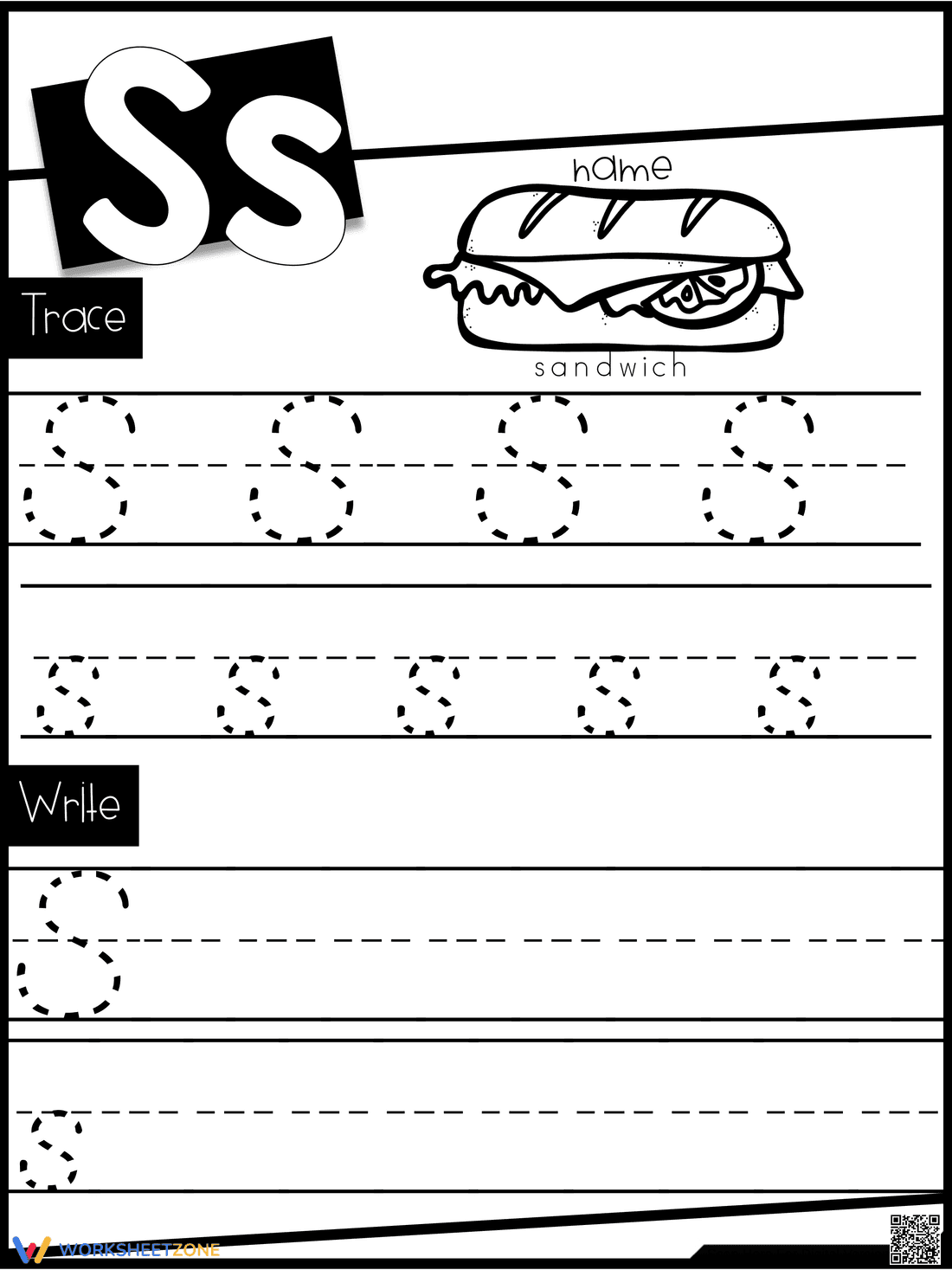 S Handwriting Practice Worksheet - Page 1