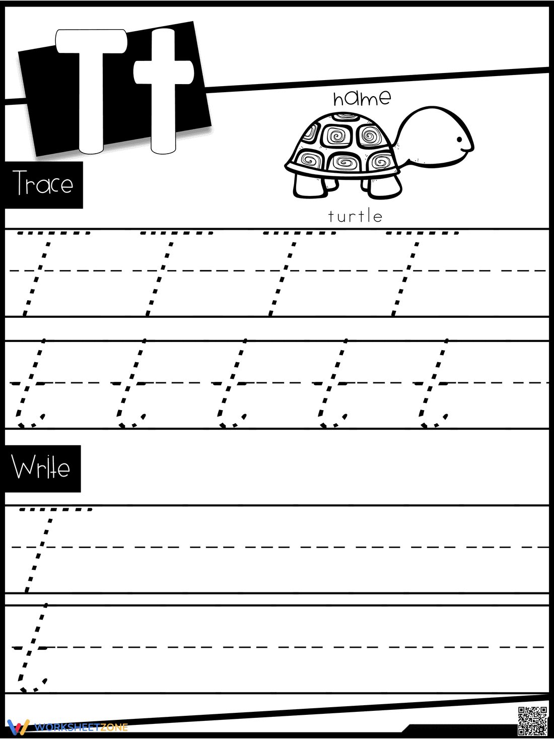 Practice Writing the Letter T Worksheet - Page 1