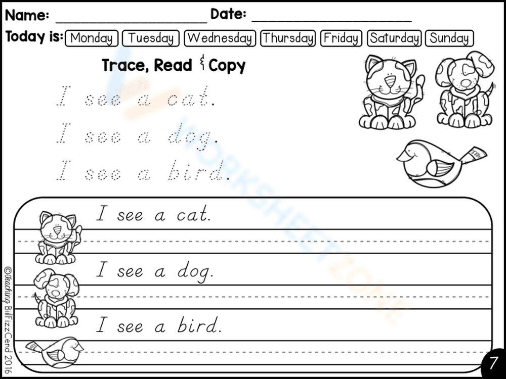 Grade 1 D'Nealian Handwriting — Printable No-Prep Worksheet - Page 1