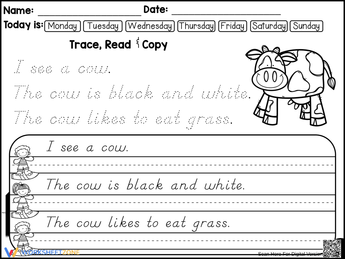 Printable D'Nealian Handwriting Worksheet | Grade 1 ELA - Page 1